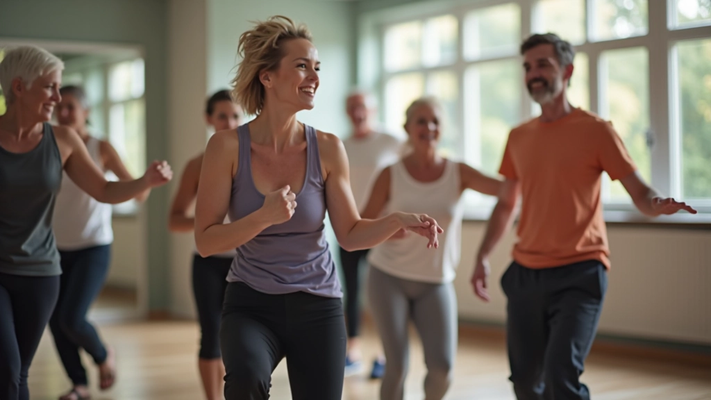 Fitness-focused dance class in action