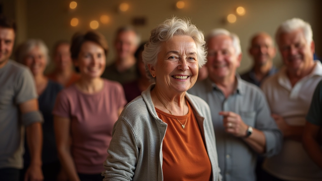 Diverse group of mature dancers aged 45 and over gathered at a dance community event in Daugavpils