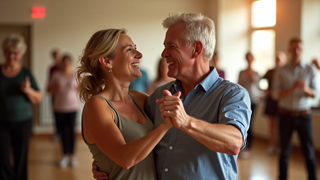 Adults dancing together in a studio